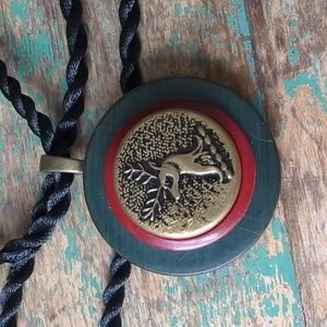 WHIMSY HOUSE I NWT Upcycled Brass Vintage Button Reindeer Pendant Necklace